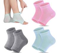 6 Pcs Moisturising Heel Socks for Dry Cracked Heels,One Size,Multi Color | Cotton Rich Stretch Fabric,Open Toe Breathable Design, Gel Lining with Oils Vitamin E,Day and Night Heel Care,Unisex (3Pairs)