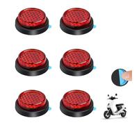 6 Pcs Motorcycle Reflectors, License Plate Self Adhesive Reflectors, Small Round Rear Stick-on Reflectors, Red Safety 24mm Mini Reflectors for Electric Vehicle, Motorcycle Bicycle Trailers Gate Posts