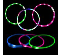 6 PCS multi pack light up dog collars for night, USB Rechargeable Flashing Collar for Night Safety, Adjustable, Waterproof, Bright Illuminated Collar for Dogs, three lighting modes,Multi colored