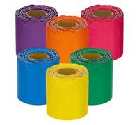 6 Pcs Multicolor Bulletin Board Border Sticker 2.2 in x 393.7 in, Paper Colorful Scalloped Border Roll with Wave Edge, Waterproof Display Borders for Classrooms, Decorative Border
