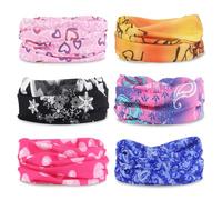6 PCS Multifunctional Headwear Bandana, Headband Outdoor Scarf, Unisex Wide Seamless Magic Headwear Face Coverings, Breathable Bandana for Sport Yoga Running Cycling Hiking