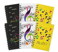 6 Pcs Music Theme Mini Notebooks,Music Note Piano Stave Small Spiral Pocket Journal Hardcover Note Books Lined Blank Portable Notepad Diary Party Gift for Kid Music Lovers School Home Office Supplies
