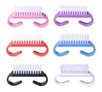6 Pcs Nail Brush, Plastic Clean Brush, Hand Scrubbing Cleaning Brush, with Plastic Handle, for Cleaning Hand Toes Nail Home Garden Salon use(6 Colors)