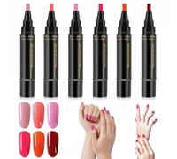 6 PCS Nail Polish Pens,Nail Varnish Pens,Nail Art Pens,Polish Nail Pens,3 in 1 Gel Nail Polish Pen,One Step Nail Gel Pen,Soak Off U-V、LED,for Women Girls