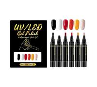 6 PCS Nail Polish Pens Set - 3-in-1 Gel-Like Varnish for DIY Manicure, One Step Application with No Base Coat Required, Professional Finish for Women & Girls