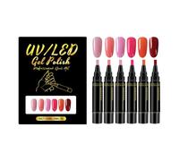 6 PCS Nail Polish Pens Set - 3-in-1 Gel-Like Varnish for DIY Manicure, One Step Application with No Base Coat Required, Professional Finish for Women & Girls