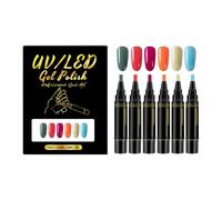 6 PCS Nail Polish Pens Set - 3-in-1 Gel-Like Varnish for DIY Manicure, One Step Application with No Base Coat Required, Professional Finish for Women & Girls