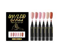 6 PCS Nail Polish Pens Set - 3-in-1 Gel-Like Varnish for DIY Manicure, One Step Application with No Base Coat Required, Professional Finish for Women & Girls