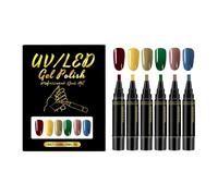 6 PCS Nail Polish Pens Set - 3-in-1 Gel-Like Varnish for DIY Manicure, One Step Application with No Base Coat Required, Professional Finish for Women & Girls