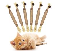 6 pcs Natural Silvervine Sticks Kitten Teething Toys,Natural Cat Teeth Nip Cleaning Teeth,Chew Catnip Chew Toys,NaturalCat Chew Toys for Indoor CatTeeth Cleaning Kitten Teething and Stress Release