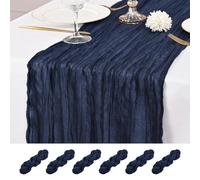 6 Pcs Navy Blue Table Runner 10Ft Cheesecloth Table Runner 21x120 inch Rustic Gauze Table Runners Romantic Long Sheer Fabric Cheese Cloth Table Runners for Wedding Party Bridal Baby Shower