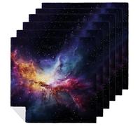 6 PCS Nebula and Galaxy in The Universe Cloth Napkins 18.7"x18.7"- Single-Sided Print, Soft & Reusable Napkins for Elegant Dining, Wedding, Party, Restaurant Decor
