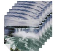 6 PCS Niagara Falls Cloth Napkins 18.7"x18.7"- Single-Sided Print, Soft & Reusable Napkins for Elegant Dining, Wedding, Party, Restaurant Decor