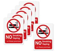 6 pcs No Smoking or Vaping Signs, 100 mm x 75 mm No Smoking Stickers, Self Adhesive No Smoke Signs for Premises, Indoor and Outdoor, Bar, Pub, Business, Café