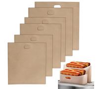 6 Pcs Non-Stick Toaster Bags - Reusable Heat-Resistant Sandwich Toastie Bags for Grilled Cheese, Pizza, Panini, and More