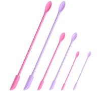 6 PCS Non-Stick Wax Spatulas Set, Silicone Wax Applicator Different Sizes Scrapers Reusable Silicone Stirring Stick For Home Salon Body Use (Pink & Purple)
