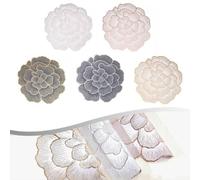 6 PCS Nordic Peony Placemats, PVC Heat Resistant Anti-Slip Table Mats Dining Kitchen Cafe, Decorative Washable Meal Mats 38x38cm White Gold (Ash Blonde)