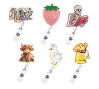 6 Pcs Nurse Retractable Badge Holders, Sturdy and Long Lasting, Strong Clip, Personalized Cute Badge Reel for Office Worker Nurse Doctor Coworker Teacher