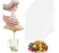 6 Pcs Nut Milk Bag Reusable Bulk, 100 & 200 Micron Nylon Mesh Strainer Bags, Mesh Bag for Juicing for for Efficient Cold Press Juicing, Nut Milk, Brewing & Straining (11.8" x 7.9")