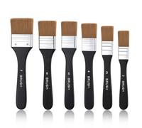 6 Pcs Nylon Bristle Big Varnish Brush Set, Art Brushes for Acrylic Painting Wide Flat Paint Brushes Set, Black Wide Flat Paint Brush for Acrylic Painting Gesso Oil Watercolor Canvas Art Supplies
