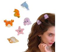 6 Pcs Ocean Animal Hair Claw Clips for Women, Octopus, Whale, Crab, Conch, Dolphin, Seahorse, Starfish Hair Clips, Small Hair Claw, Cute Claw Clip, Summer Hair Accessories for Thick and Thin Hair