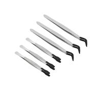 6 Pcs of Rubber Tip Tweezers PVC Silicone Precision Tweezers Laboratory Industrial Hobby Tweezers Tool (Black)