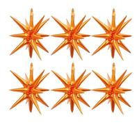 6 Pcs Orange Star Foil Balloons One-Piece 14-Pointed Star Balloon 4D Cone Mylar 22inch Christmas Birthday Wedding Fireworks Shape Party Supplies (Orange)