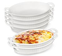 6 Pcs Oval Au Gratin Baking Dish, 16 oz Small Casserole Dishes with Handles 9-inch Ceramic Baking Pan for 1-2 People, Oven Safe for Lasagna, Pies, Individual Servings & Side Dishes