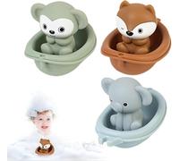 6 pcs Pack Animal Finger Bath Toys for Toddlers - Elephant, Monkey and Fox Fun Bath Time Play Set, Safe and Soft Rubber Baby Bath Toys for Kids Preschool Boys Girls Gift, 1-3 Years