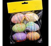 6 Pcs/Pack Foam Easter Eggs Painted DIY Crafts Artificial Ornaments Kids Home Hanging Pendants Party Decoration