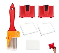 6 PCS Paint Edger Tool Set, Cutting in Paint Brush with Red Handle Durable Cutting in Tools for Painting with 2 Replacement Pads and 1 Sponge, Paints Edger for Cutting in Edging Paints Brush