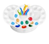 6 Pcs Paint Palettes Round 15.8 cm, Plastic Palettes Paint Tray, Painting Palette Watercolour, Mixing Palette Acrylic Oil Paints 10 Wells And 1 Central Reservoir For Watercolours Oil Acrylic Painting