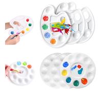 6 Pcs Painting Palettes,3 Pieces Round Paint Trays 3 Pieces Oval Plastic Trays,Wet Palettes for Watercolor Acrylic and Oil Painting DIY Craft Professional Art Painting