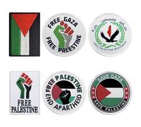 6 Pcs Palestine Flag Patch Embroidered Tactical Military Morale Emblem Badges Free Palestine Applique Hook and Loop Fastener Patch for Clothes Hat Backpacks Pride Decor