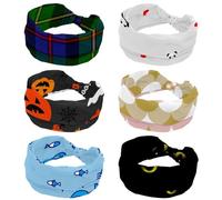 6 PCS Panda Love Pattern Light Grey Women's Headband, Wide Hairband, Elastic Non-Slip Headband, Twist Knotted Sport Workout Head Wrap, Hair Accessories