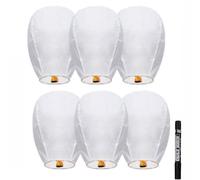 6 PCS Paper Lanterns, Chinese Lanterns, Lanterns to Release in Memory, White Lantern for Weddings, Birthdays, Parties,Memorials and Much More, Paper Lampshade, Christmas to Make Wishes