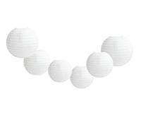 6 PCS Paper Lanterns, Round White Paper Lantern with Wire Ribbing, Different Sized White Lampshades, 4" 6" 8"Paper Lampshades for Weddings, Parties, Celebrations, Patios and Rooms