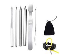 6 Pcs Paracord Needles Stainless Steel Lacing Paracord Knotters Tool Stainless Steel Lace Tool Silver Paracord Fids Stitching Splicing Weaving Sets for DIY Craft Paracord Bracelets