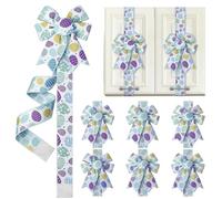 6 Pcs Pastel Easter Eggs Cabinet Bows, Easter Cabinet Ribbon Bows for Window & Kitchen Decorations, Spring Bunny Day Party Supplies (Eggs, 79 Inches)