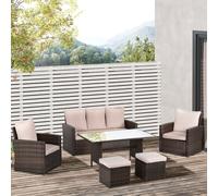 Outsunny Patio PE Rattan Sofa Furniture Set - Brown