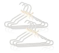 6 Pcs Pearl Clothes Hanger,Elegant Pearl Hanger for Suit High Strength Plastic Wedding Dress Pants Hangers with Bow Decoration for Women Bride Bridesmaid(white)