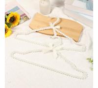 6 Pcs Pearl Clothes Hangers,Pearl With Ribbon Trim Hangers,15.7×8.4inch,Bride Hanger for Wedding Dress,Home Decor for Girl/Women Wardrobe(White)