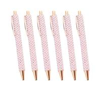 6 Pcs Pearl Rhinestone Ballpoint Pens Sparkly Fancy Retractable Pens Bling Metal Diamond Pen Glitter Signature Writing Pen Office Supplies for Coworkers Pink