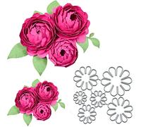 6/Pcs Peony Flower Metal Die Cuts for Card Making Spring Flower Leaf Card Cutting Dies Cut Stencils DIY Scrapbooking Album Decorative Embossing Paper Card Art Craft