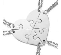 6 Pcs Personalized Bff Friendship Necklace Stainless Steel Name, Best Friend Pendant Separable Puzzle Heart Engraved First Name