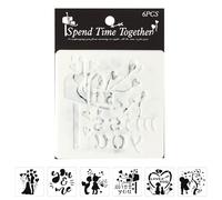 6 Pcs PET Heart Stencils Templates for School Creative Journals & Art Projects All Ages Couple Hollow Out Painting Pet Journal for Card