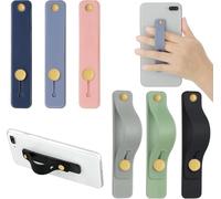 6 Pcs Phone Grip, 2 * 10cm Phone Finger Holder Grips, Portable Silicone Phones Grip Holder, Lazy Finger Strap Stand Compatible with All Phones Back for Men and Women (Random Colors)