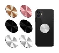 6 Pcs Phone Magnet Sticker, Thin Metal Plate for Adhesive Replacement Stickers Phone Magnetic Car Holder, Universal Round Sticker for Magnetic Car Mount, Black, Silver, Golden, Pink(32 x 32 mm)