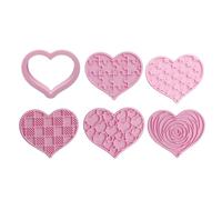 6 Pcs Pink Heart Cookie Cutter Set,Stainless Steel Love Heart Shaped Cookie Cutter,Baking Mould Cookie Cutters for Biscuit Pastry Baking Fondant Sandwich Cake Decorations Valentines Day Present/Gifts