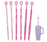 6 PCS Pink Silicone Straw Cleaner Brushes,12.6inExtra Long Straw Brushes for Stanley,6 Diameters Full Bristles Coverage,Reusable Straw Brush for Water Bottles Tumblers Sippy Cup Tube Gap